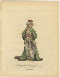 Habit of a Bashaw of Egypt, Elegant Ottoman Costume Engraving, 1749