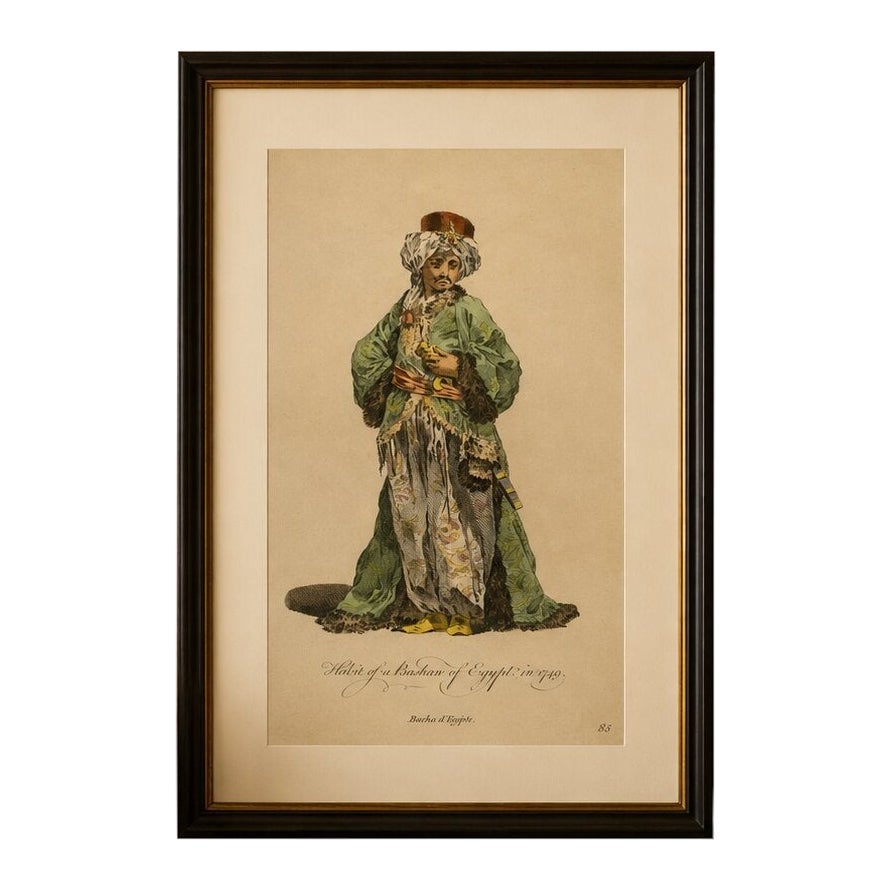 Habit of a Bashaw of Egypt, Elegant Ottoman Costume Engraving, 1749