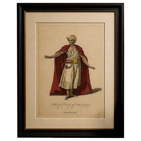 Habit of a Dervish of India, 1700, Hand-Colored Costume Engraving