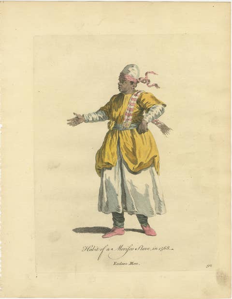 Habit of a Moorish Slave, North African Costume Engraving, 1749