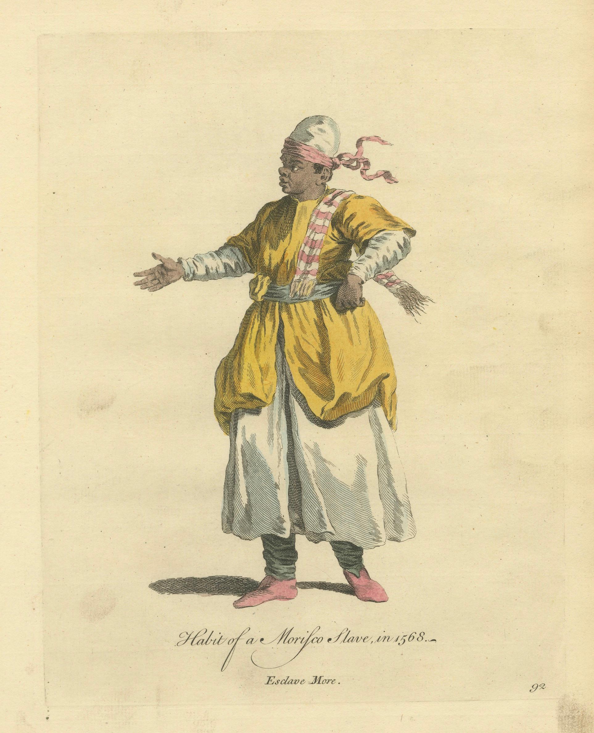 Habit of a Moorish Slave, North African Costume Engraving, 1749
