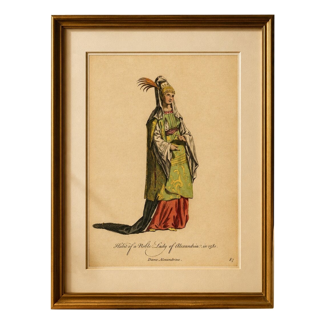 Habit of a Noble Lady of Alexandria in 1581, Elegant Ottoman Costume Print, 1749 For Sale