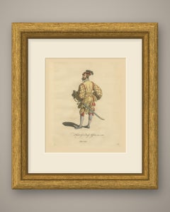 Habit of a Swiss Officer in 1588, Hand Colored Jefferys Costume Plate, 1757
