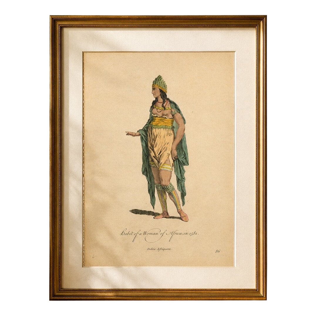 Habit of a Woman of Africa in 1581, Early Ethnographic Costume Engraving, 1749
