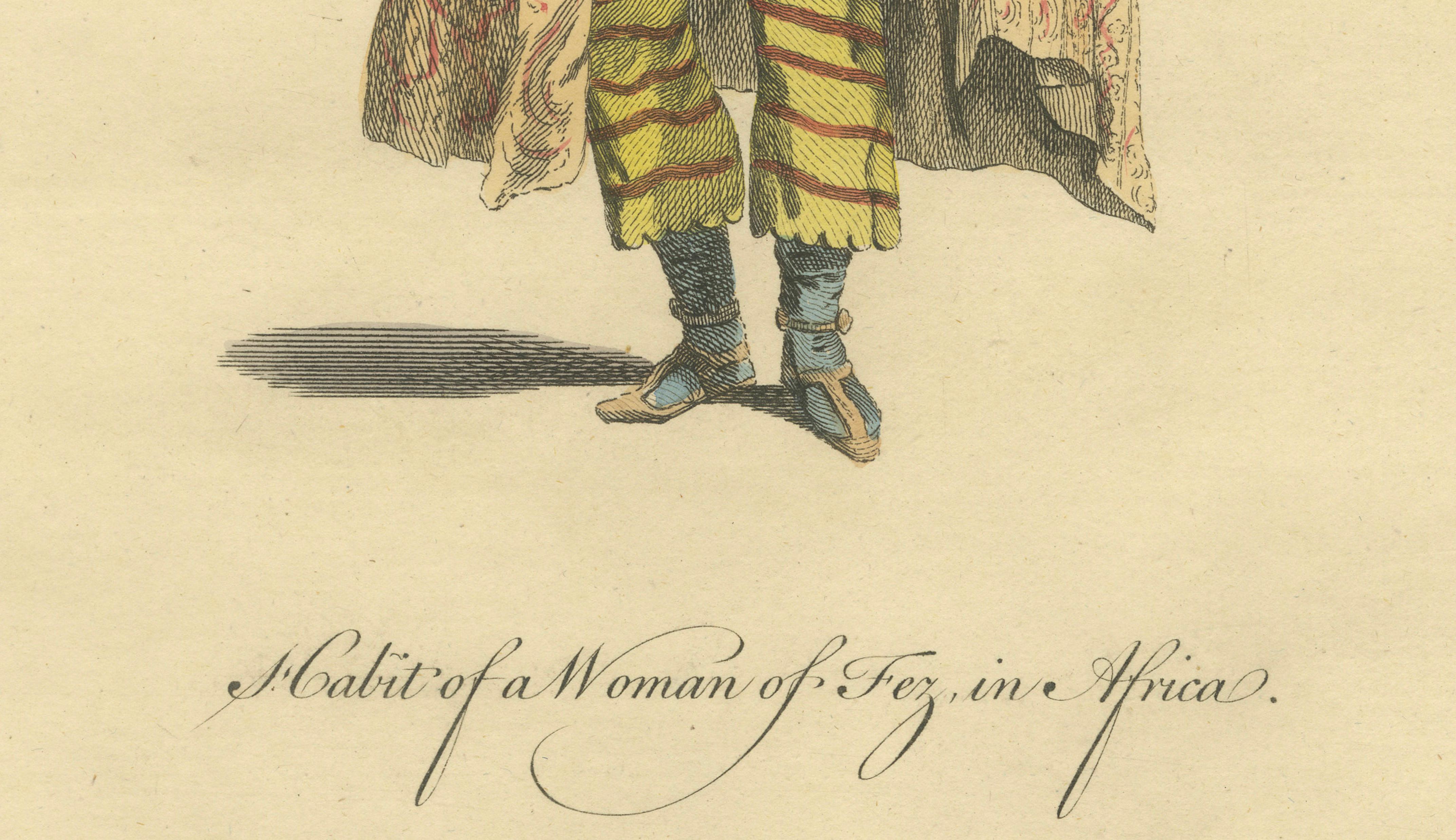 Habit of a Woman of Fez in Africa, Elegant Costume Engraving, 1749