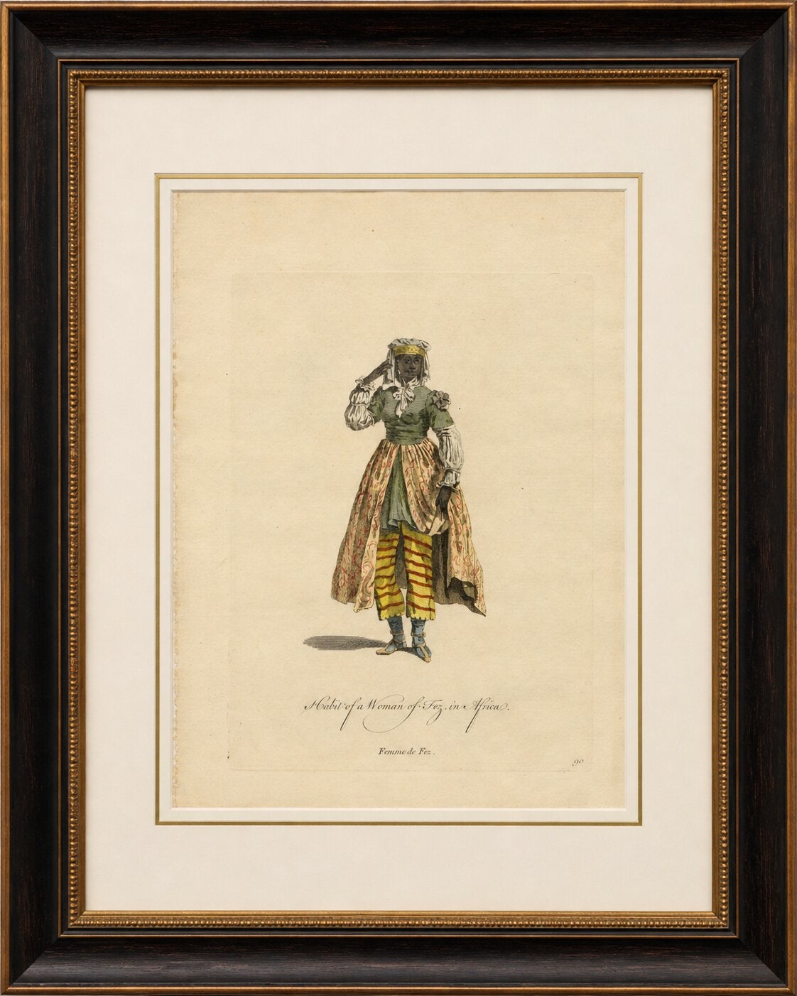 Habit of a Woman of Fez in Africa, Elegant Costume Engraving, 1749