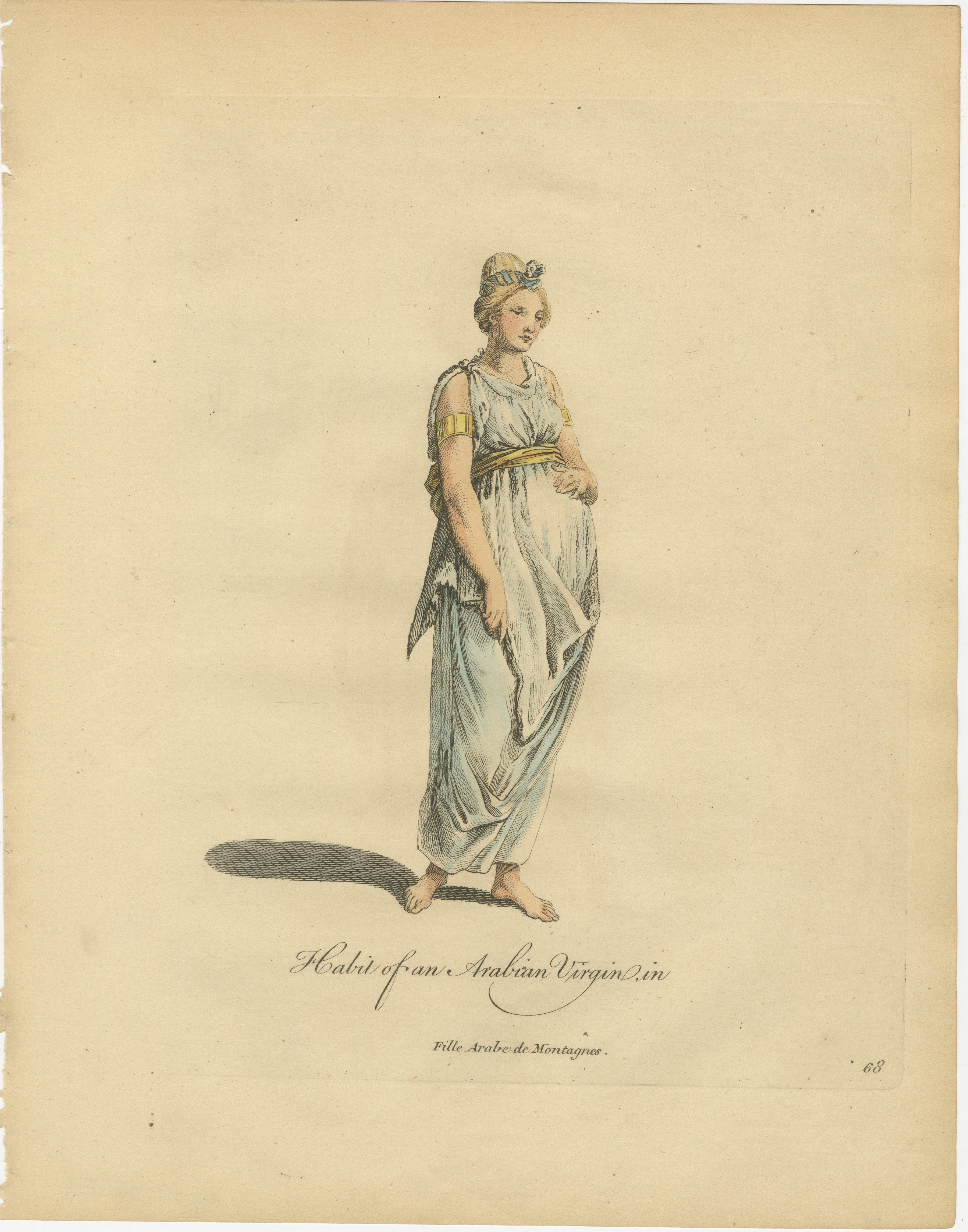 Habit of an Arabian Virgin, Hand-Colored Engraving, Thomas Jefferys, 1749
