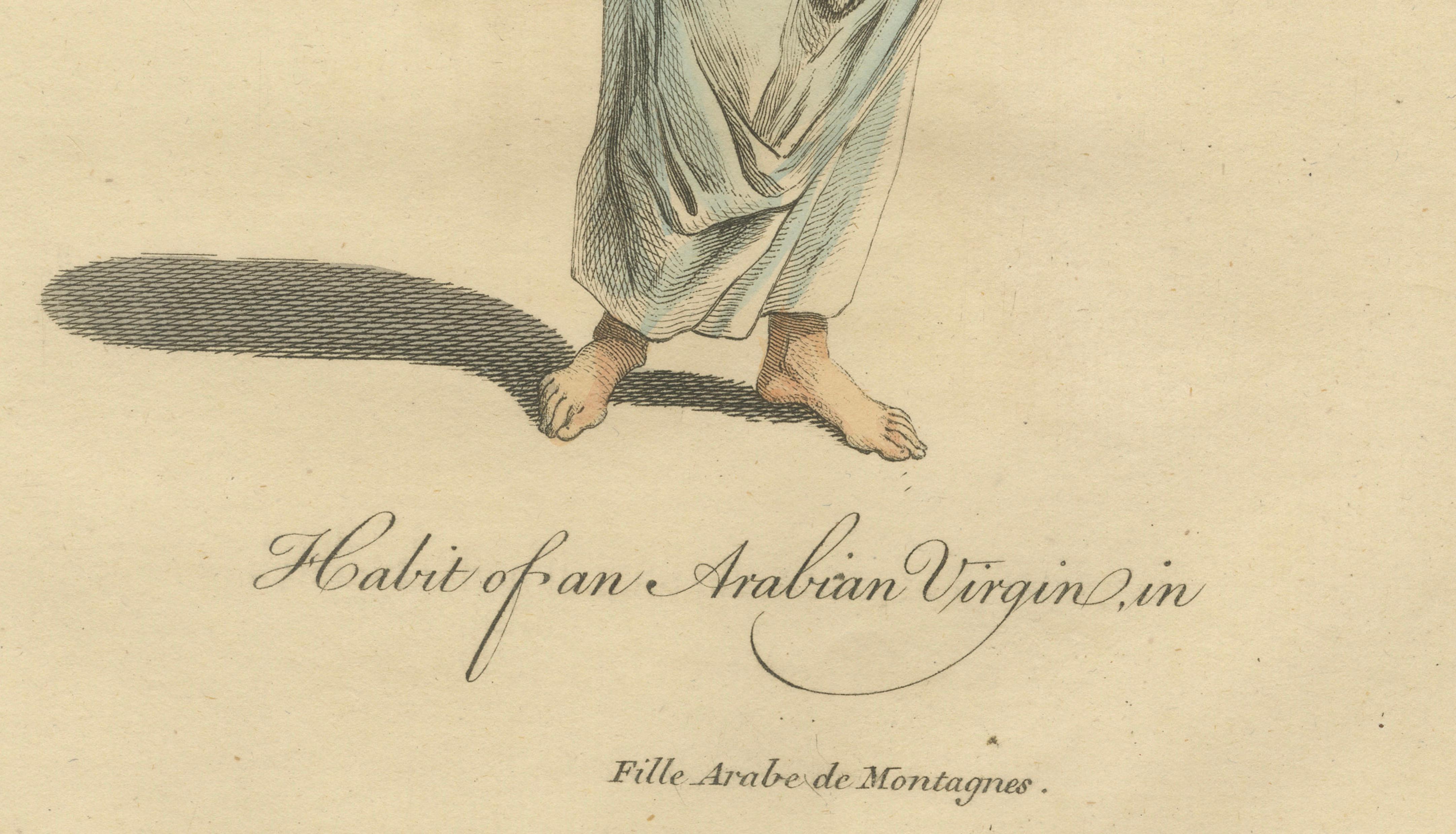 Habit of an Arabian Virgin, Hand-Colored Engraving, Thomas Jefferys, 1749