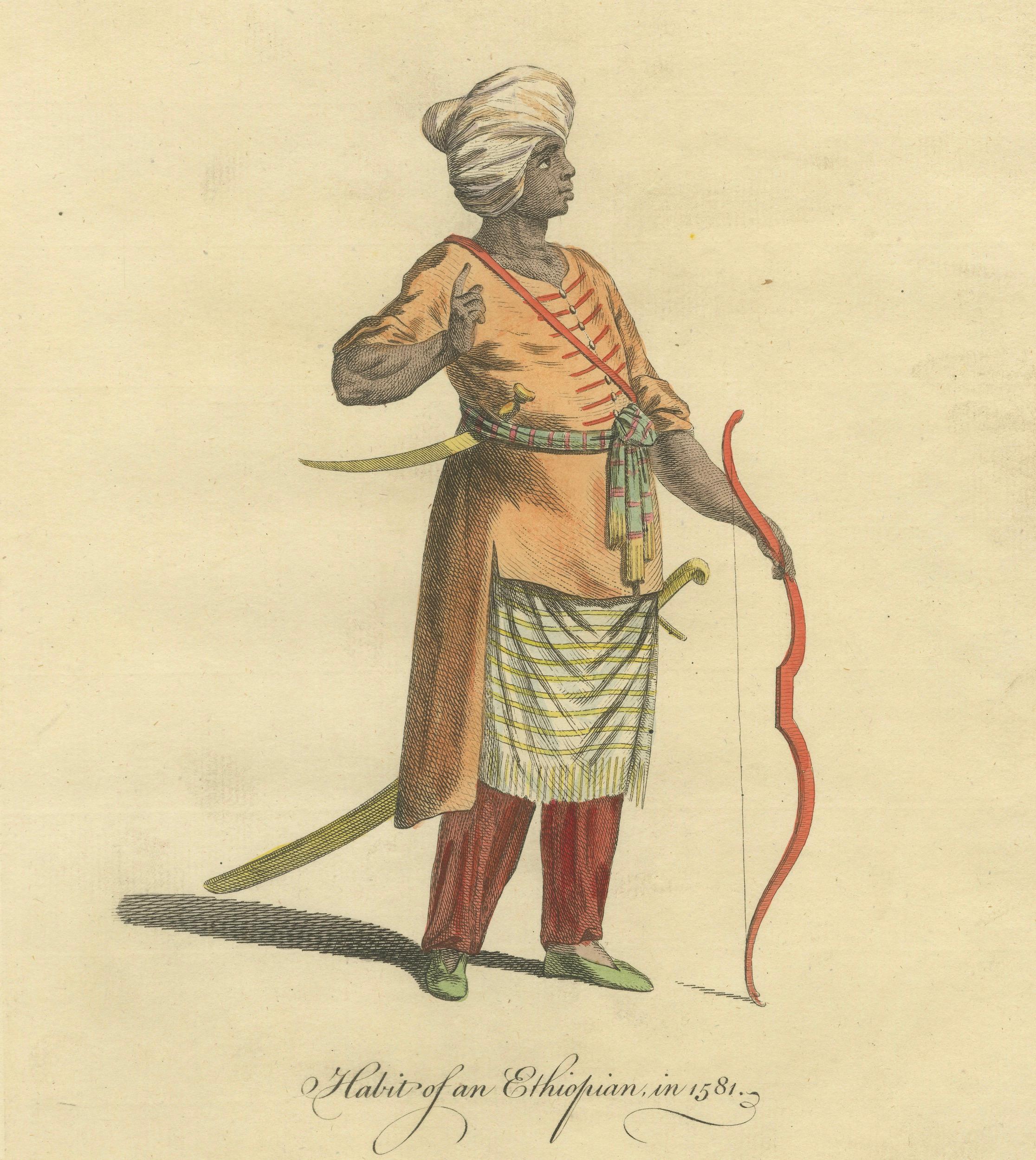 Habit of an Ethiopian, Early Ethnographic Costume Engraving, 1749