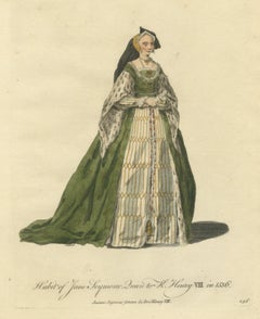 Habit of Jane Seymour, Queen to Henry VIII in 1536, Jefferys Plate, 1757