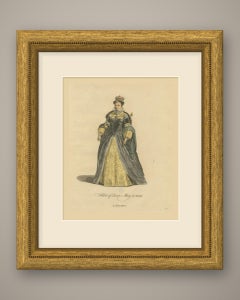 Habit of Queen Mary in 1554, Hand Colored Jefferys Costume Plate, 1757
