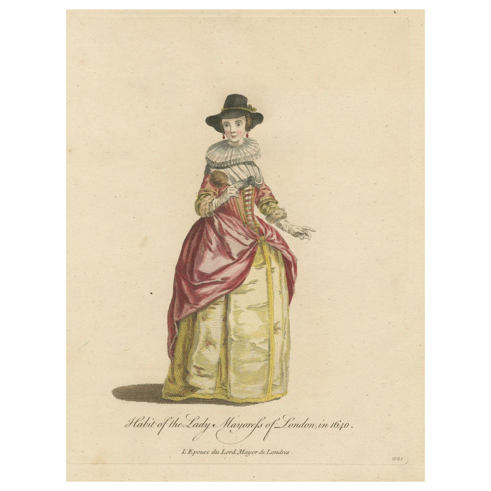 Habit of the Lady Mayoresss of London en 1640, publié en 1757