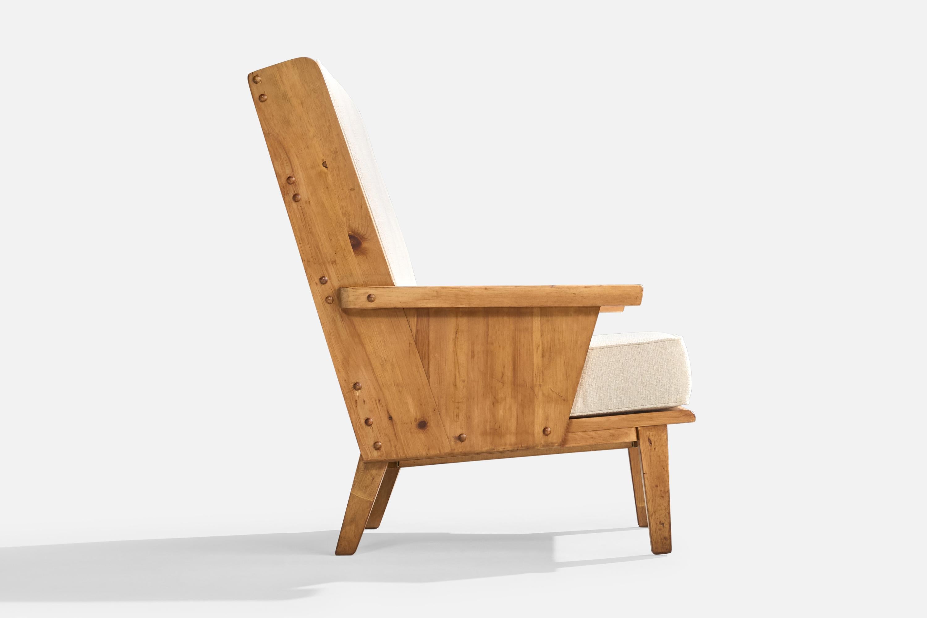 Habitant, Lounge Chairs, Pine, Fabric, USA, 1940s For Sale 5