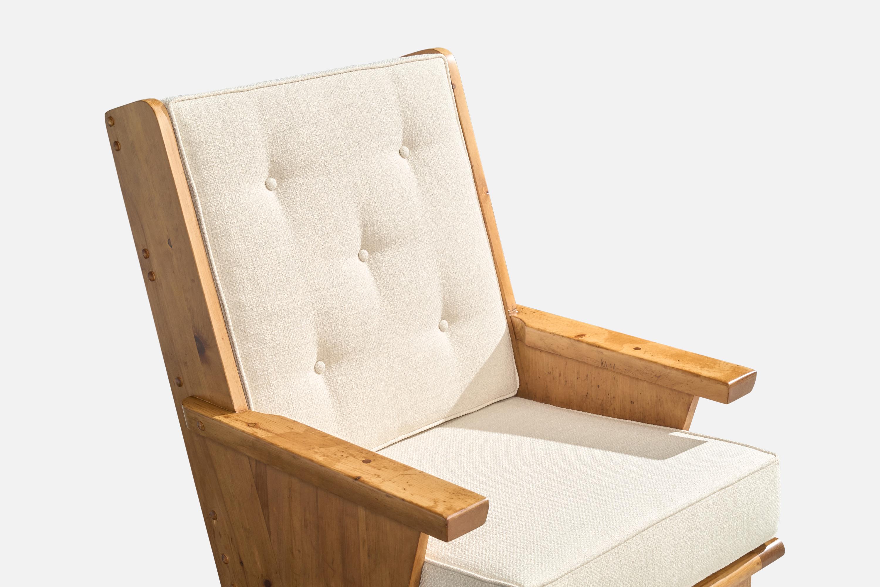 Habitant, Lounge Chairs, Pine, Fabric, USA, 1940s For Sale 6