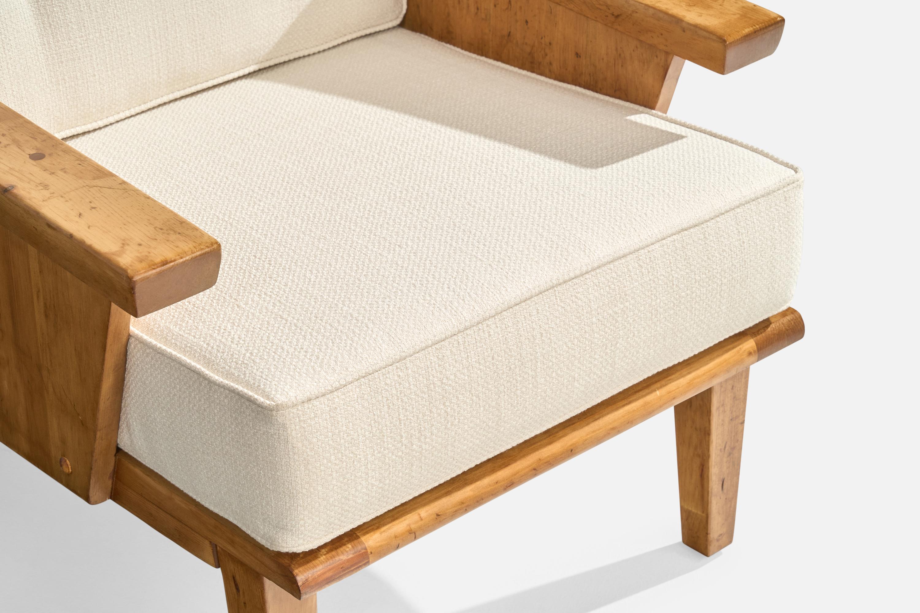 American Habitant, Lounge Chairs, Pine, Fabric, USA, 1940s For Sale