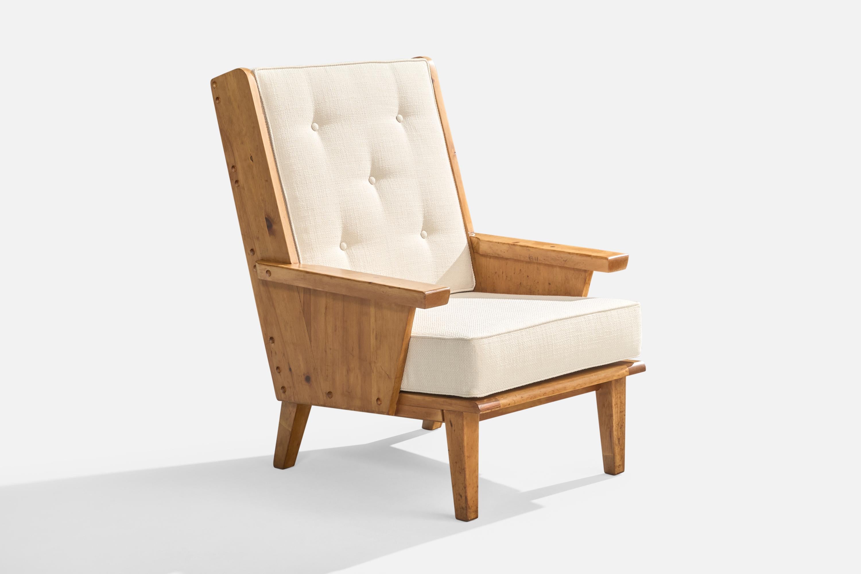 Habitant, Lounge Chairs, Pine, Fabric, USA, 1940s For Sale 3