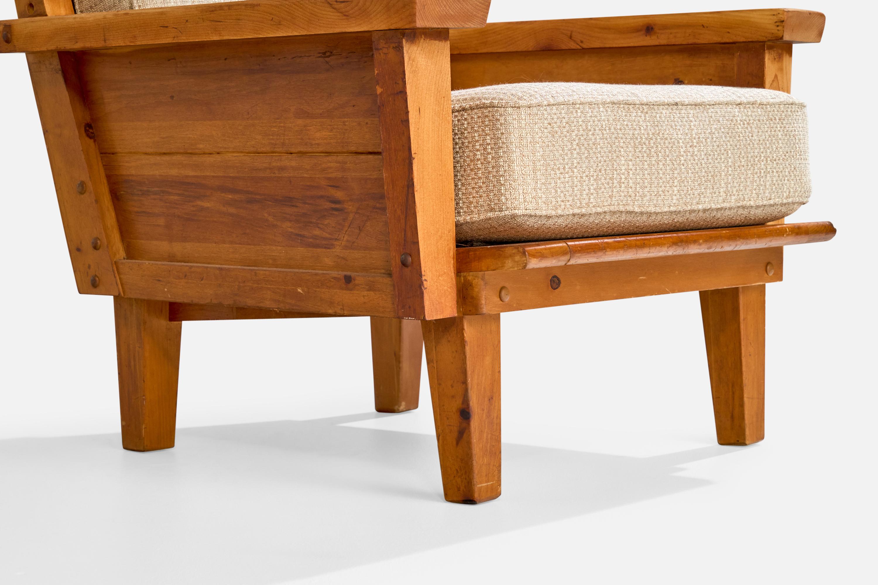 Américain Habitant, fauteuils de salon, pin, tissu, États-Unis, années 1940 en vente