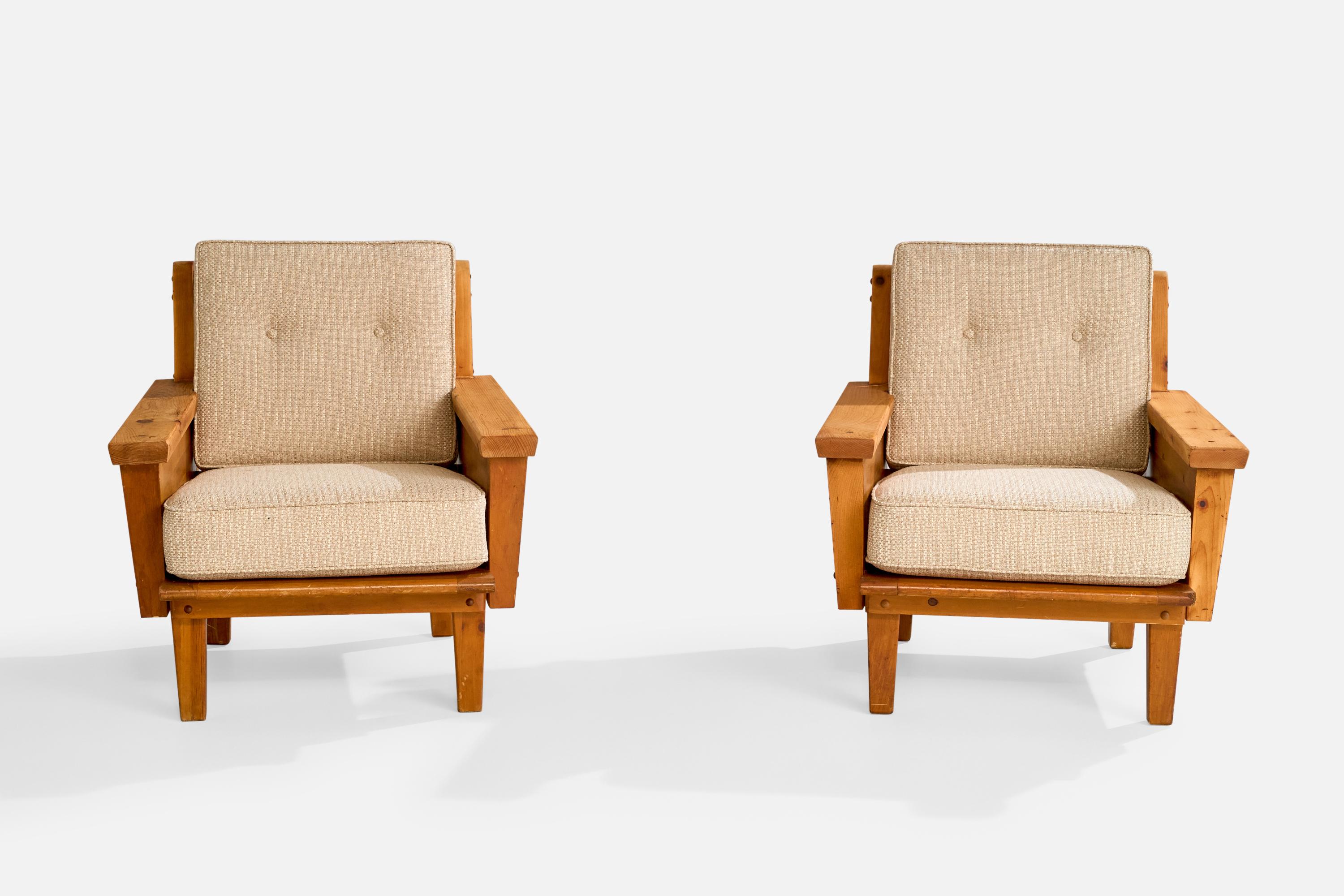 Habitant, fauteuils de salon, pin, tissu, États-Unis, années 1940 en vente 1