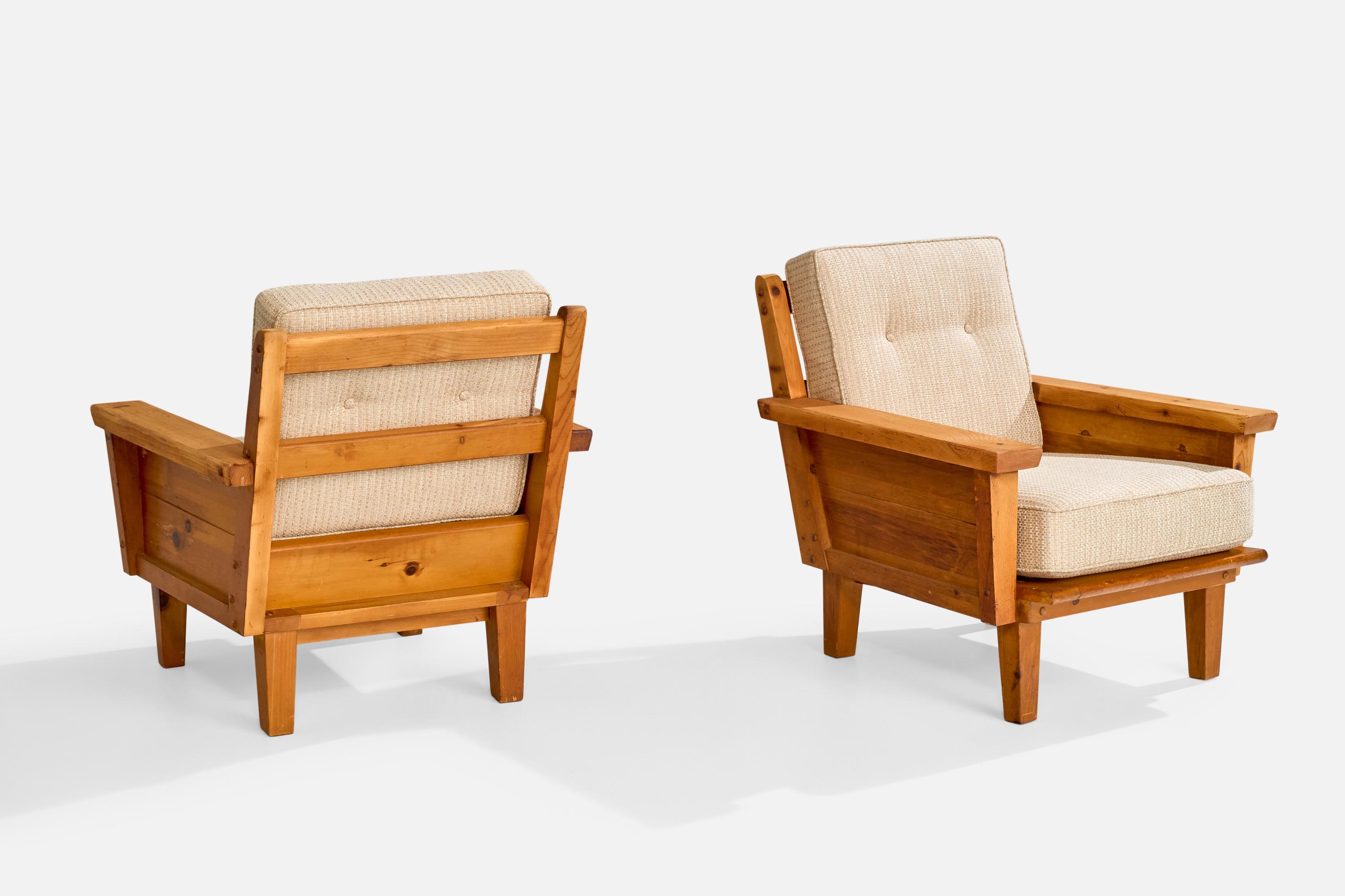 Habitant, fauteuils de salon, pin, tissu, États-Unis, années 1940 en vente 2