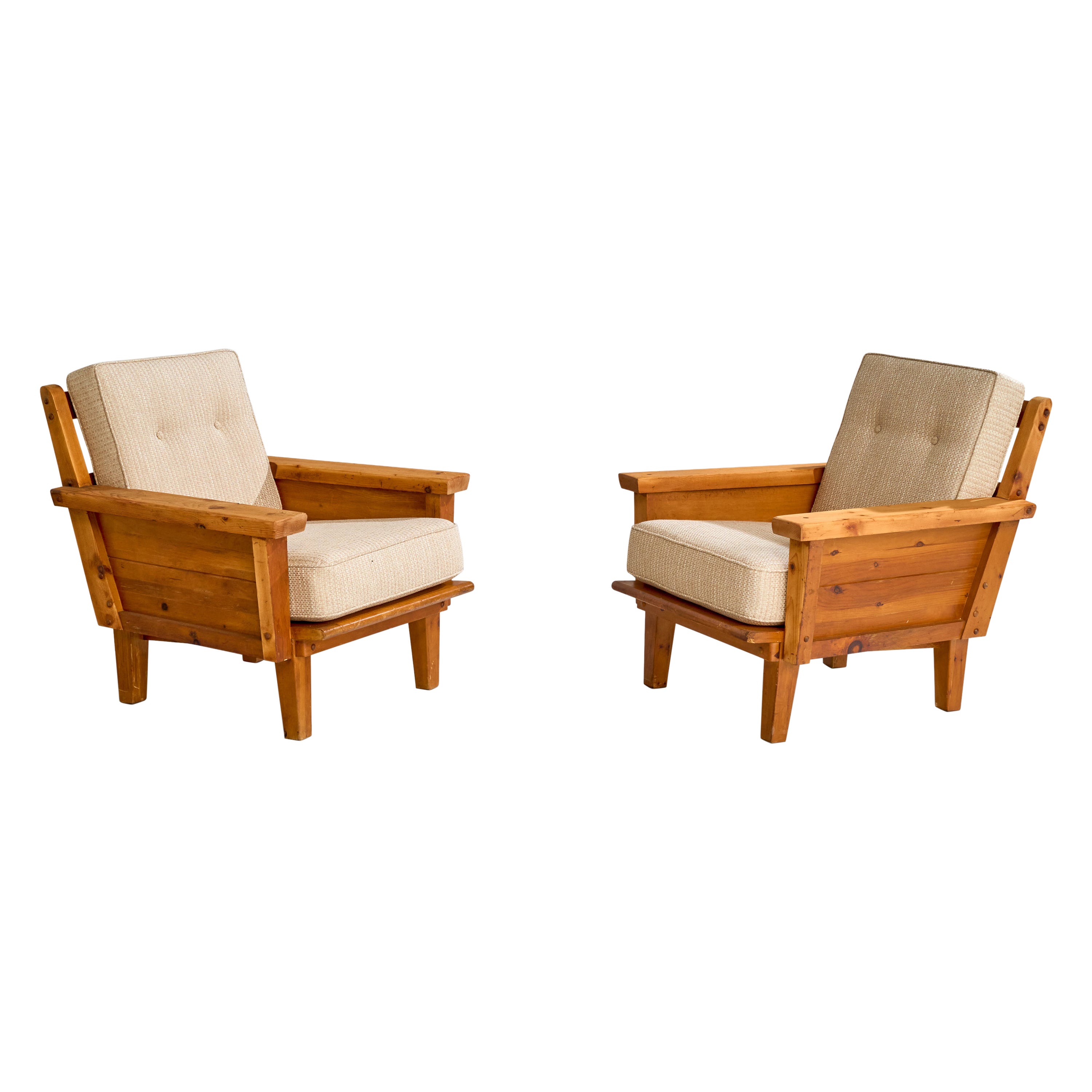 Habitant, fauteuils de salon, pin, tissu, États-Unis, années 1940