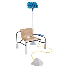 Fauteuil de salon Habitat, chaise post-moderne industrielle mixte à collectionner avec lampe
