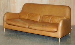 HABITAT SMITHFIELD ARON PROBYN 50TH ANNiVERSARY BROWN LEATHER SOFA & ARMCHAIR