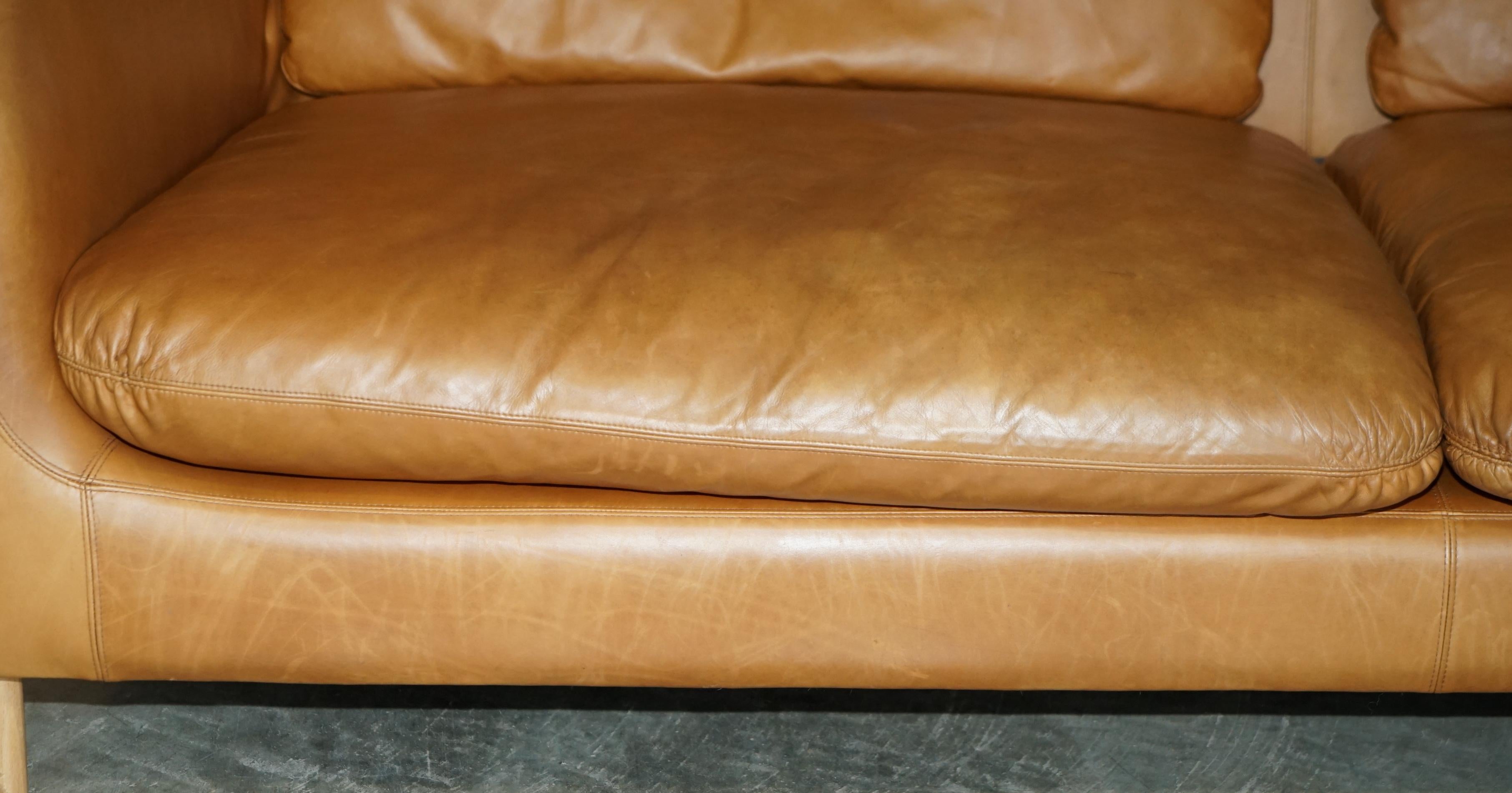 Hand-Crafted HABITAT SMITHFIELD ARON PROBYN 50TH ANNiVERSARY BROWN LEATHER SOFA & ARMCHAIR For Sale