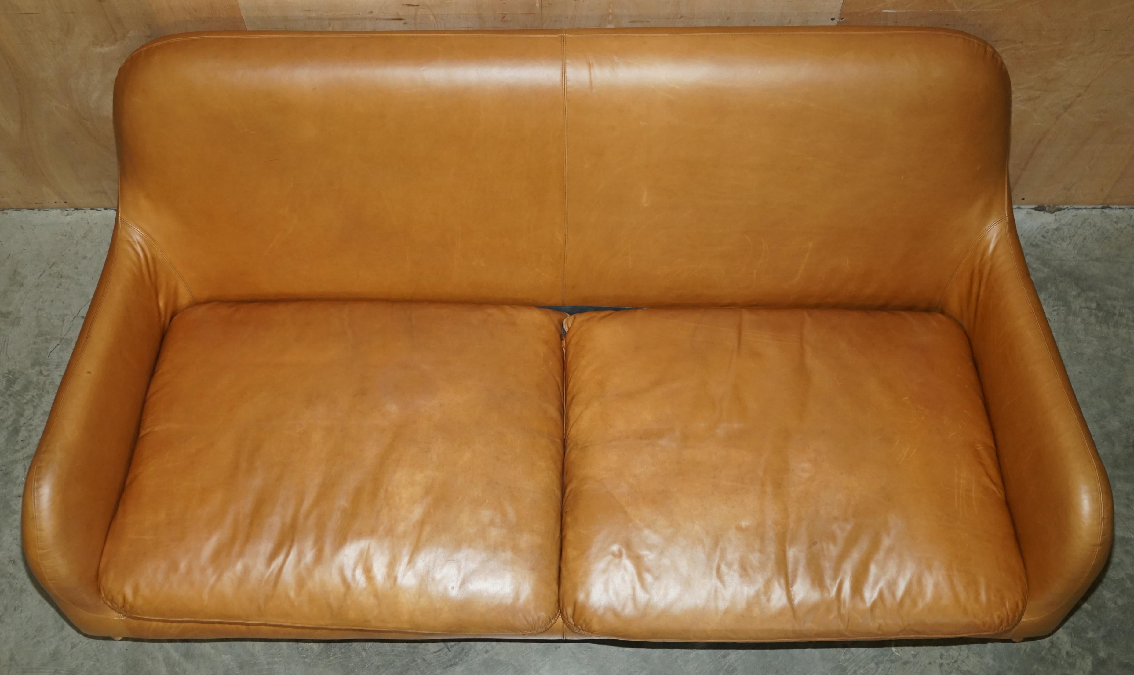 Leather HABITAT SMITHFIELD ARON PROBYN 50TH ANNiVERSARY BROWN LEATHER SOFA & ARMCHAIR For Sale