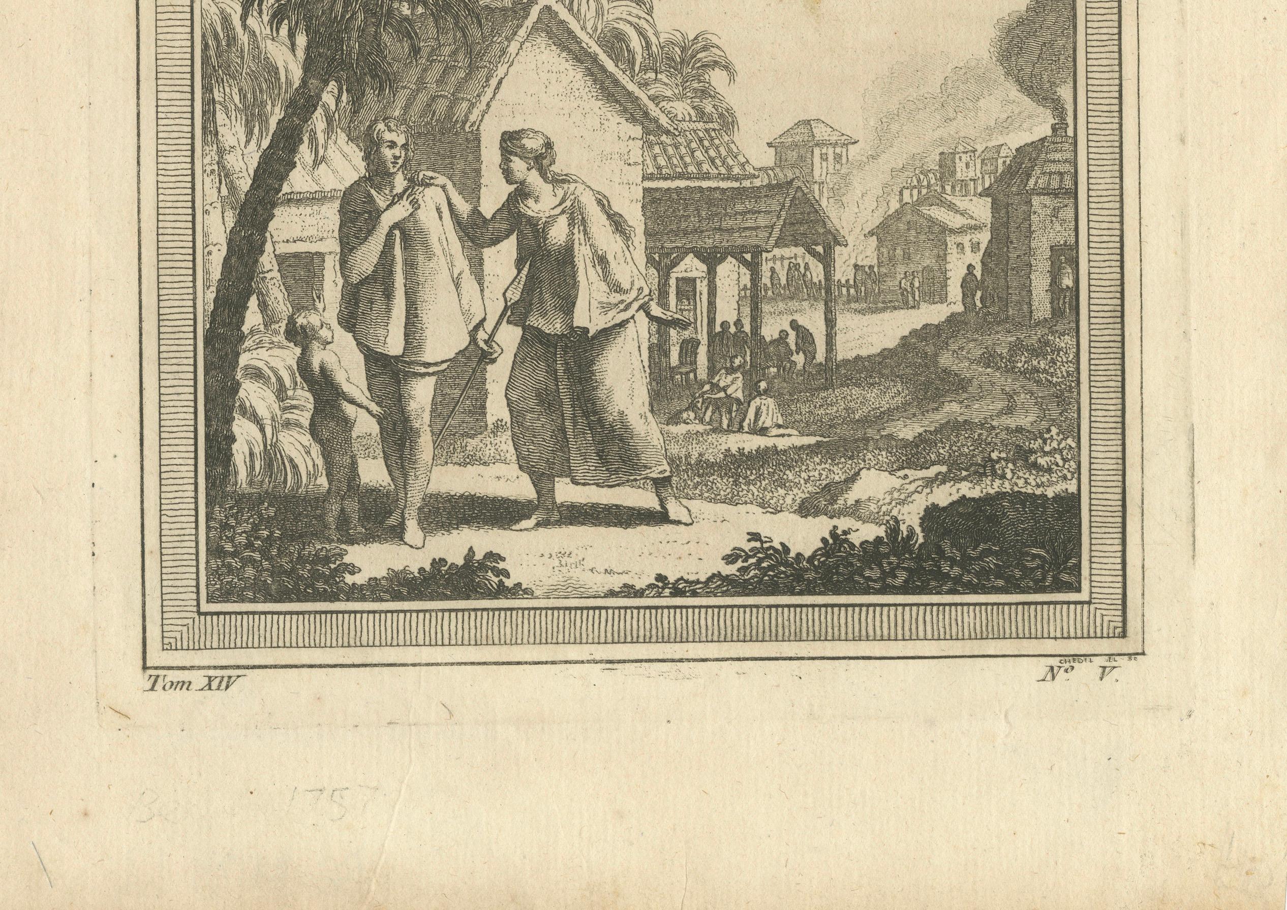 Habits et Maisons des Floridiens, Early Florida Ethnography – Engraving, c.1857