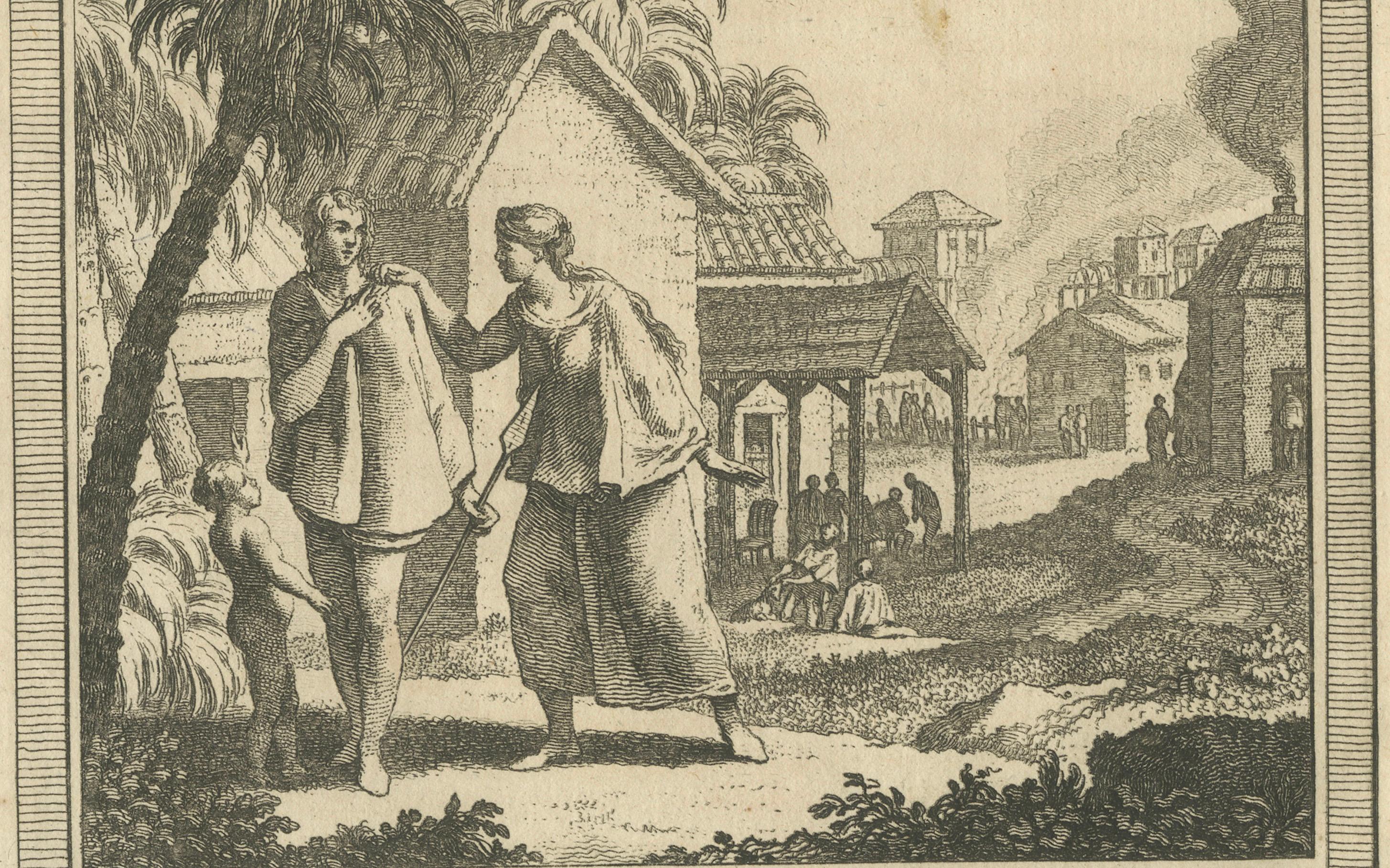 Habits et Maisons des Floridiens, Early Florida Ethnography – Engraving, c.1857