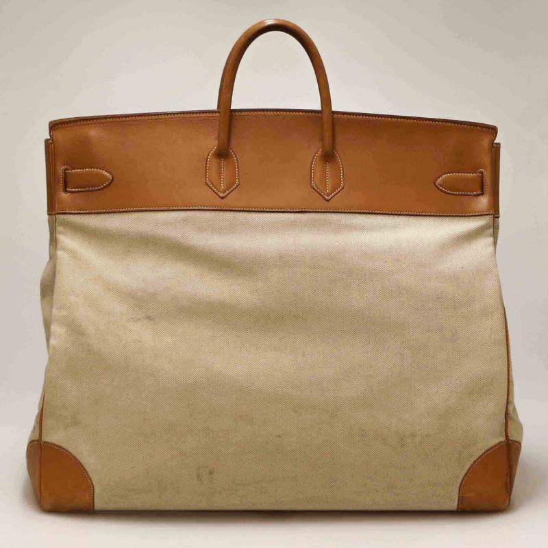 Hac 55 Hermès Canvas And Leather In Good Condition In Paris, FR