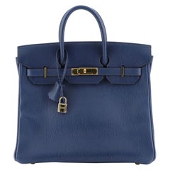 HAC Birkin Bag Bleu Saphir Ardennes with Gold Hardware 32