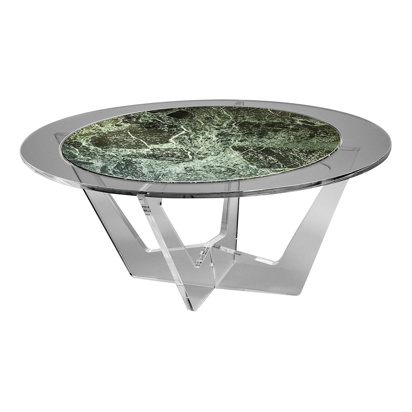 Hac Oval Coffee Table with Green Alps Marble Top by Madea Milano For