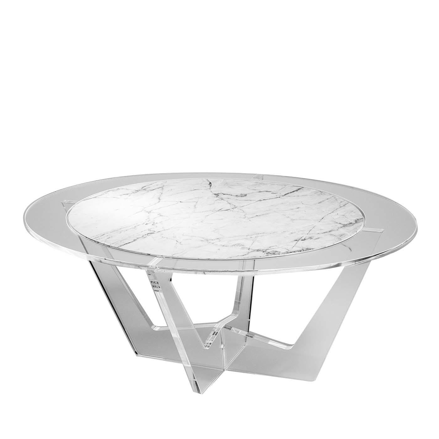 Italian Hac Oval Coffee Table with White Carrara Marble Top by Madea Milano