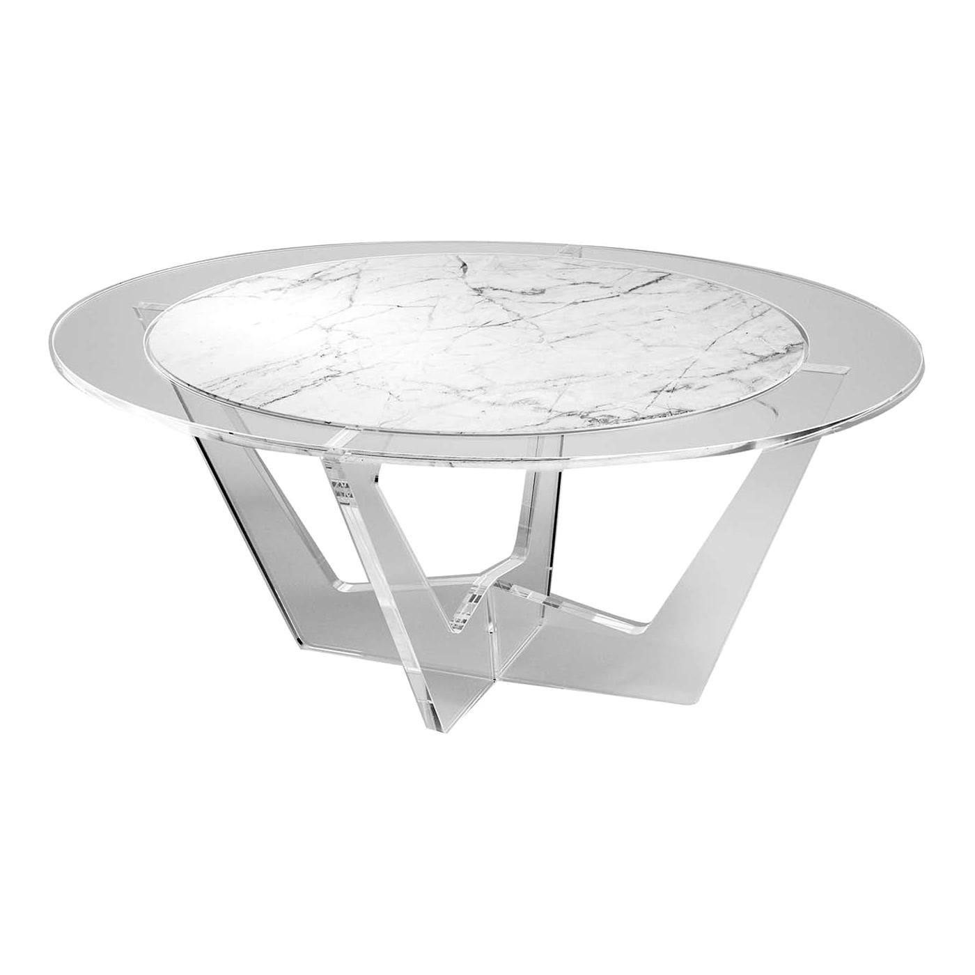 Hac Oval Coffee Table with White Carrara Marble Top by Madea Milano