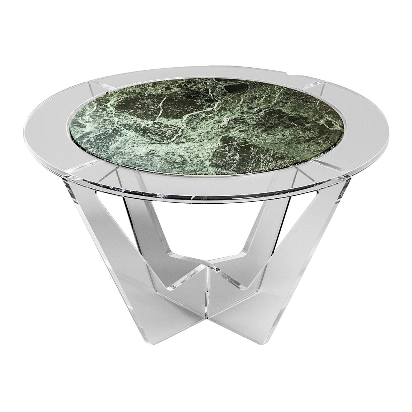 Hac Round Coffee Table with Green Alps Marble Top by Madea Milano