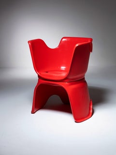 Kunststoffroter Stuhl „Hacca“ von Bolzani, Spagnoli und Zerbi für Martini, Italien 1972