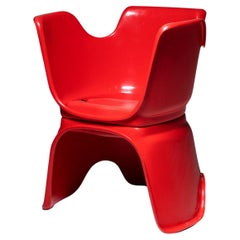 Kunststoffroter Stuhl „Hacca“ von Bolzani, Spagnoli und Zerbi für Martini, Italien 1972