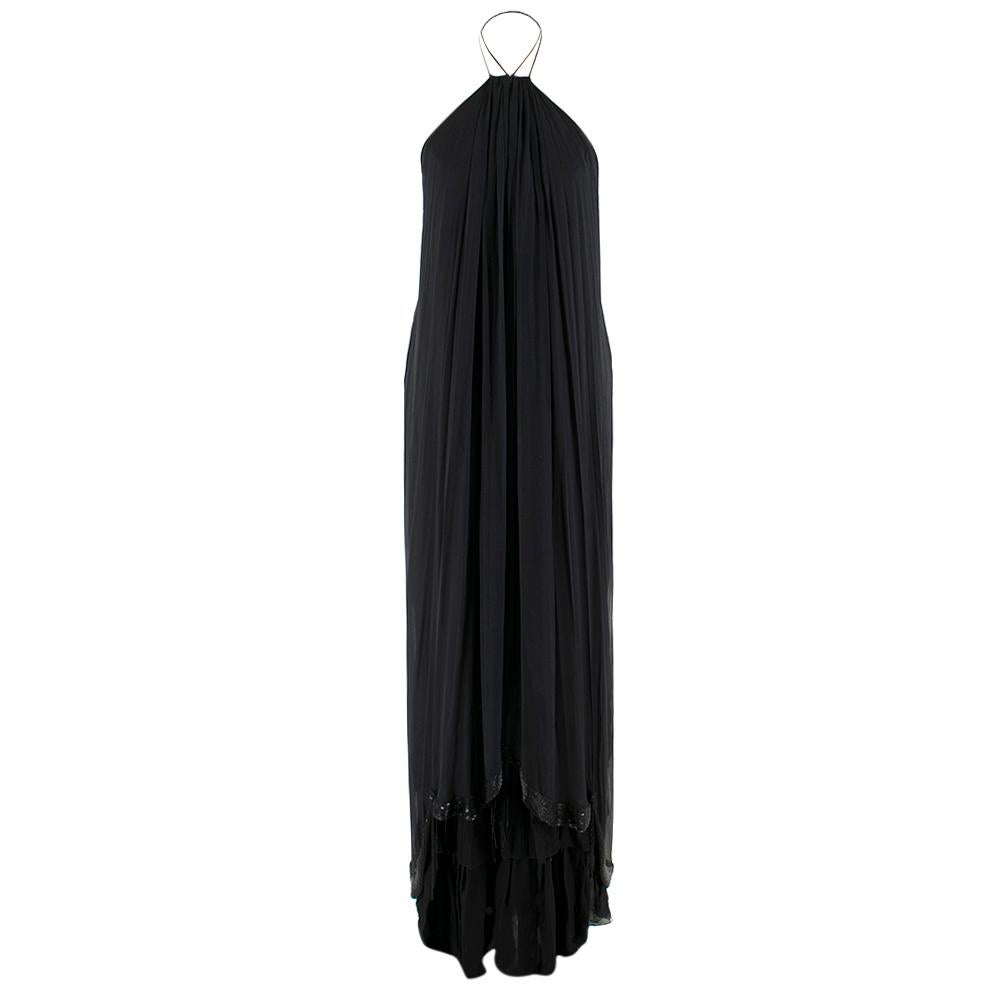 Hachi Black Halterneck Pleated-Chiffon Gown & Stole
Hand-stitched by Hachi for seller's mother in Monte Carlo

Hachi was famous at the time for being one of Princess Diana's favourite designers and he designed the now-iconic one shoulder off white
