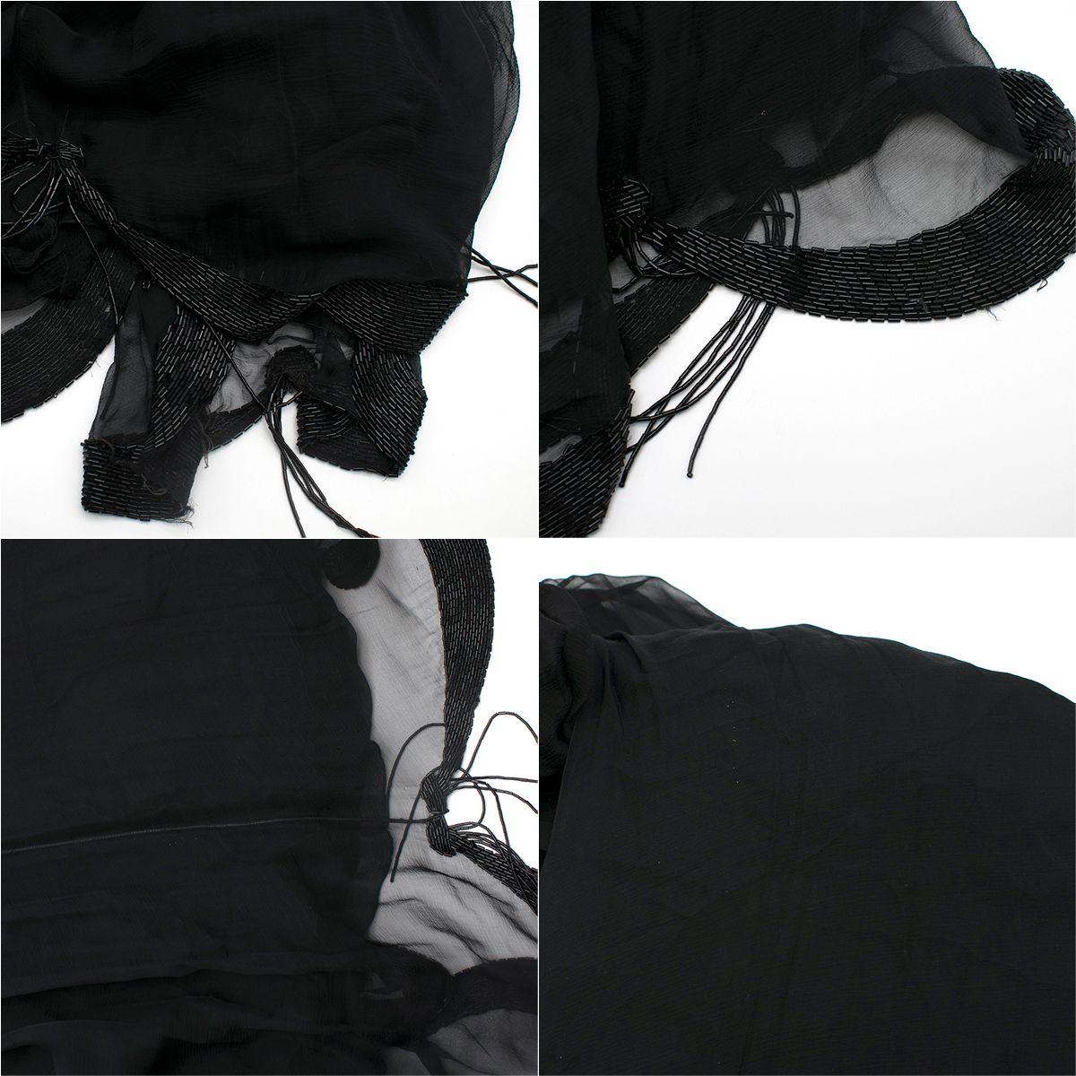 Women's Hachi Black Halterneck Pleated-Chiffon Gown & Stole - Size M  For Sale