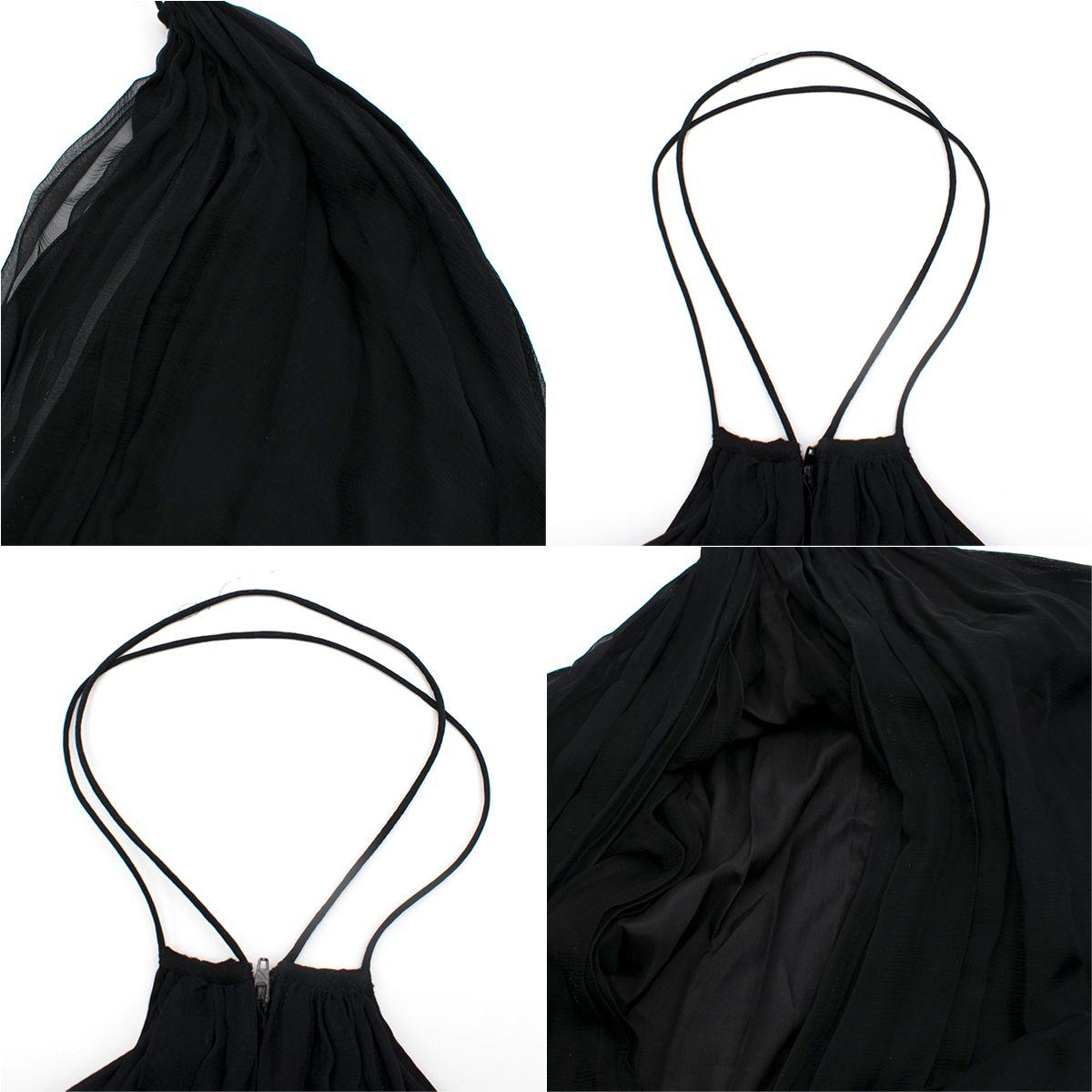 Hachi Black Halterneck Pleated-Chiffon Gown & Stole - Size M  For Sale 1