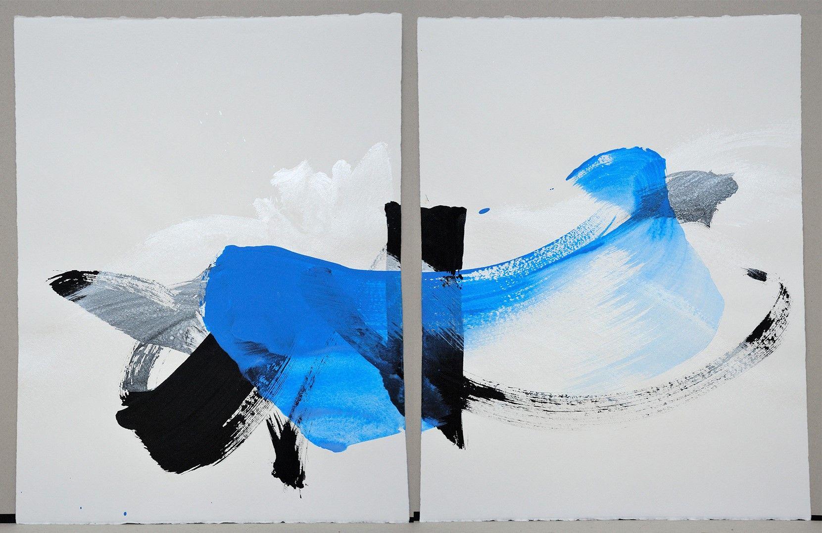 Permanescence N548-D is a unique diptych painting by Japanese contemporary artist Hachiro Kanno. The painting is made with ink and acrylic on paper, dimensions are 65 × 100 cm (25.6 × 39.4 in). This diptych artwork is composed of two paintings each