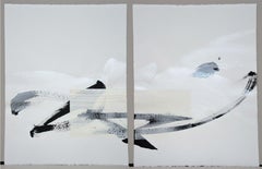 Abstraktes Werk auf Papier von Permanescence N553-D mit Kalligrafie