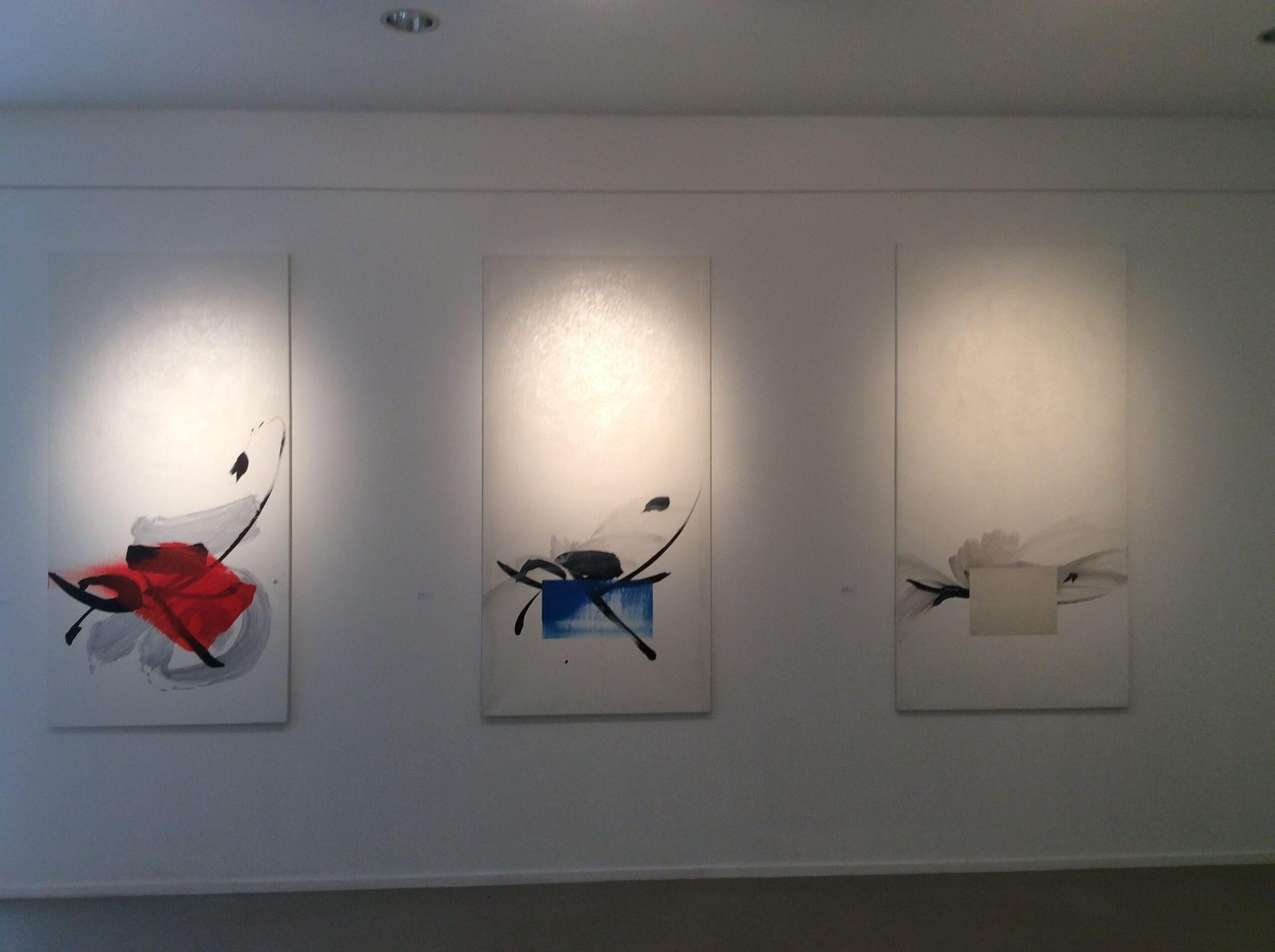 TN 566 by Hachiro Kanno - Calligraphy-based abstract painting, red, white, black im Angebot 4