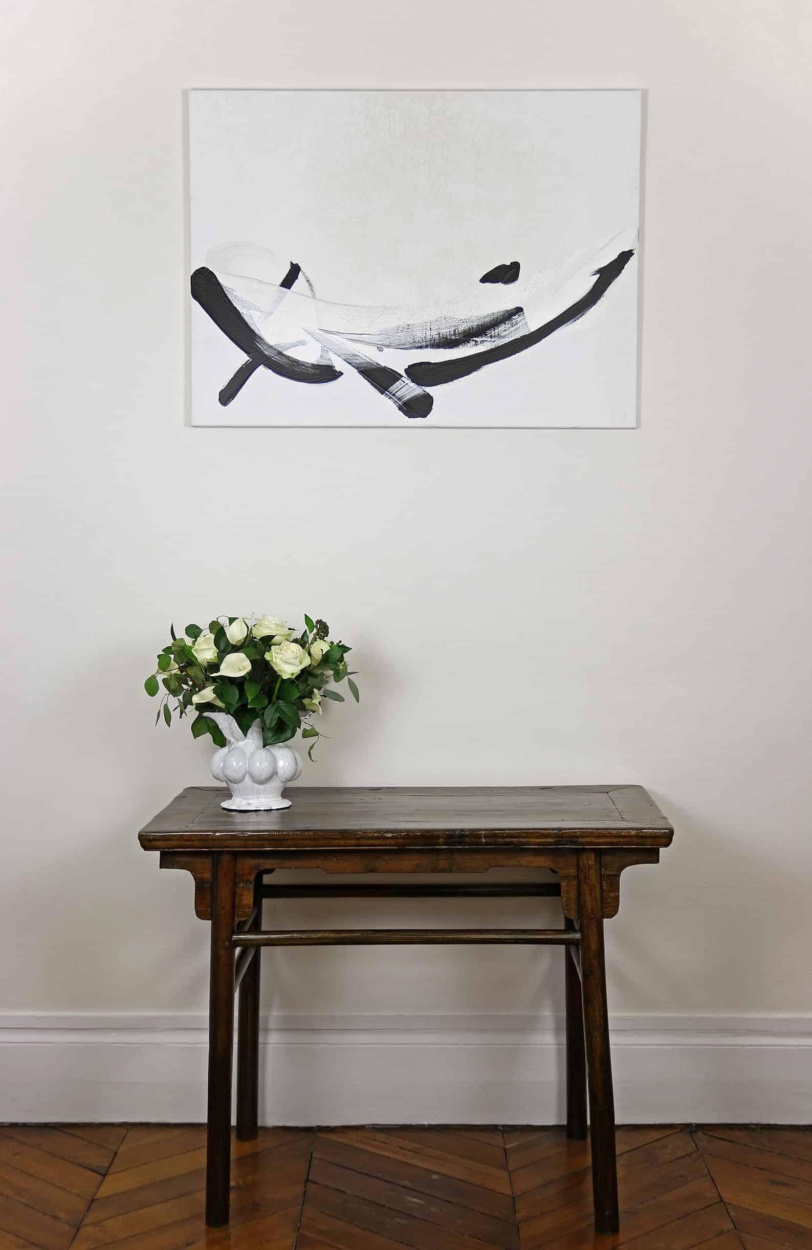 TN 653 von Hachiro Kanno – abstraktes Gemälde auf Kalligrafie, Schwarz-Weiß im Angebot 1