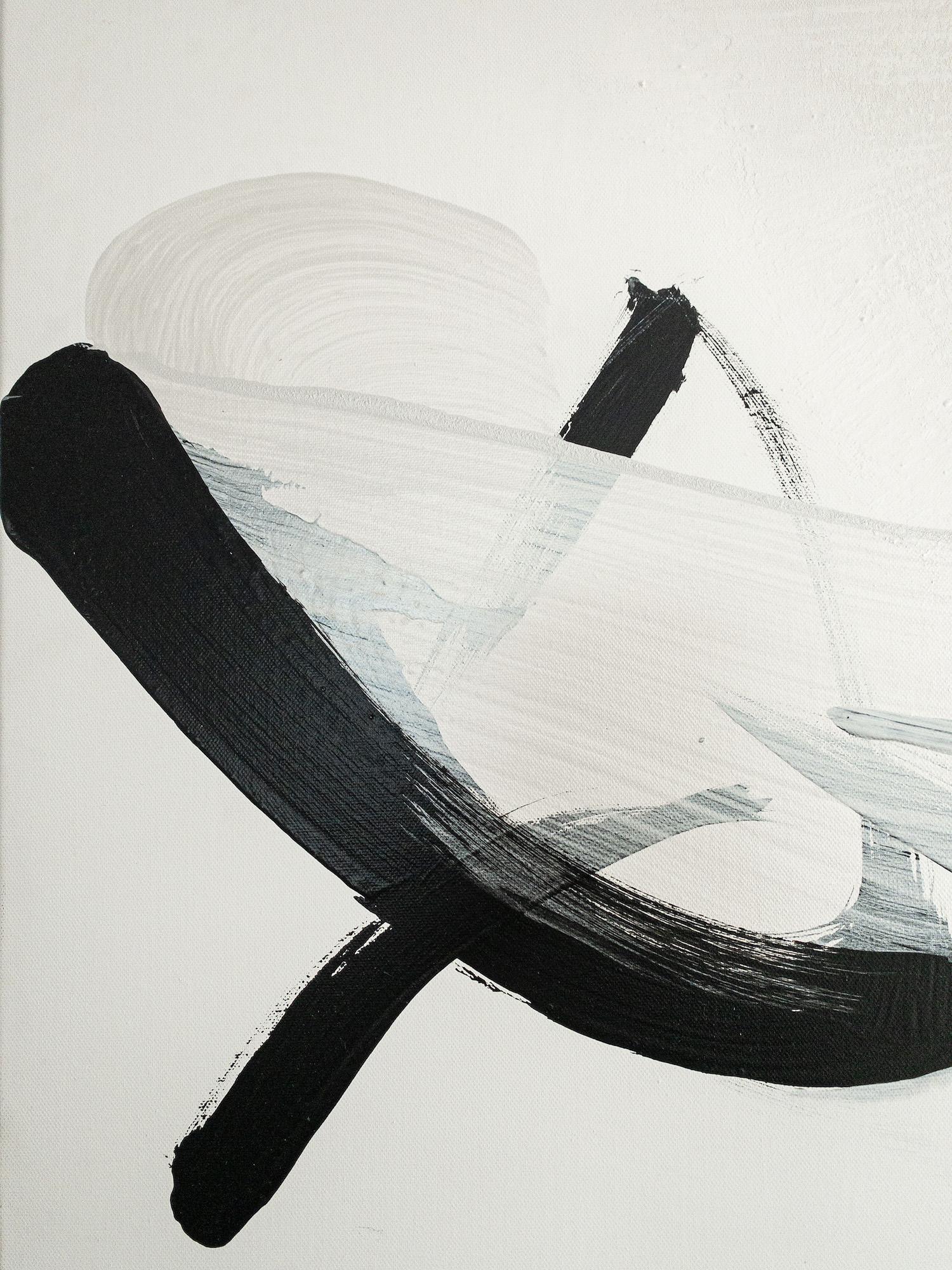 TN 653 von Hachiro Kanno – abstraktes Gemälde auf Kalligrafie, Schwarz-Weiß im Angebot 3