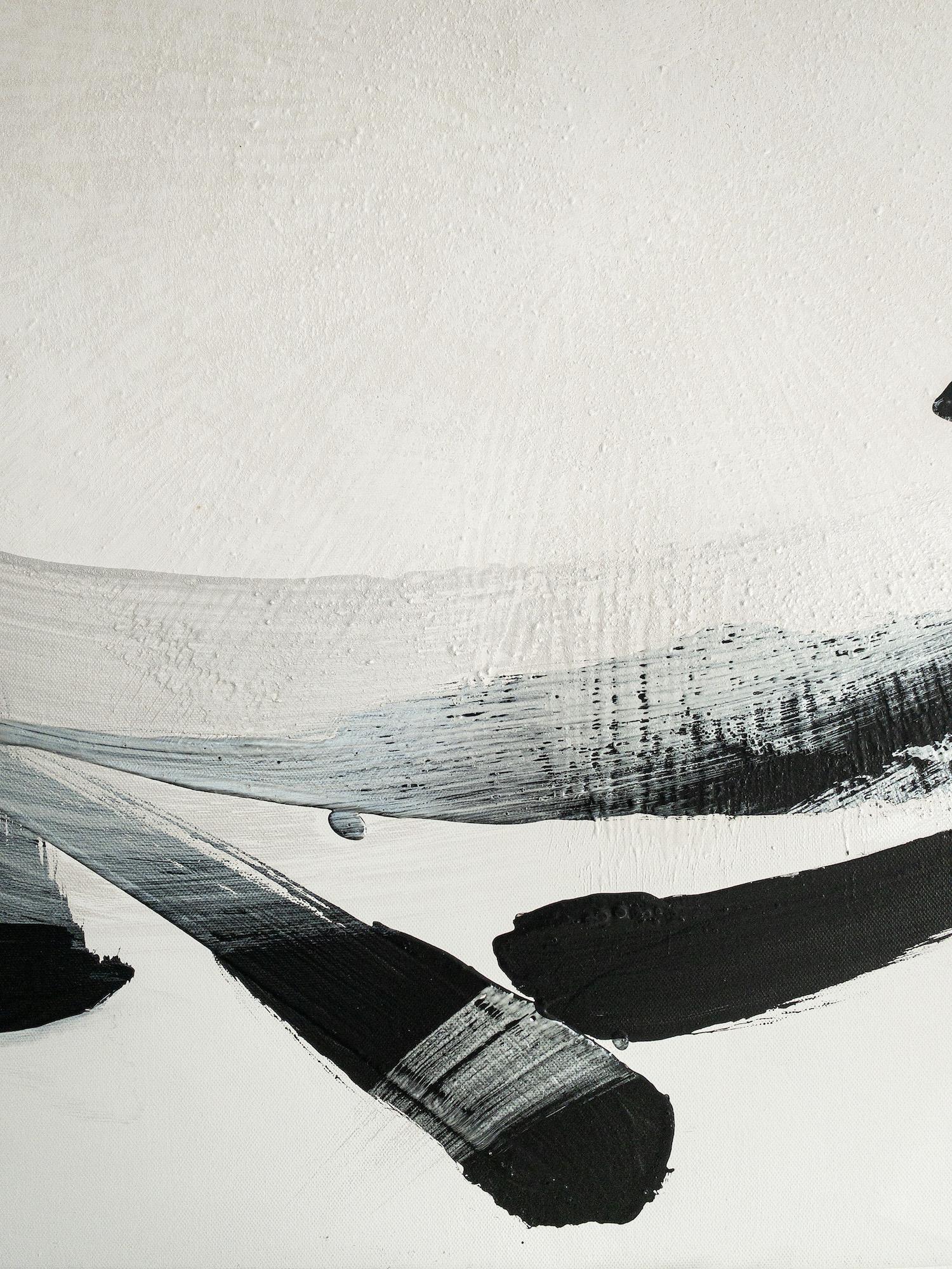TN 653 von Hachiro Kanno – abstraktes Gemälde auf Kalligrafie, Schwarz-Weiß im Angebot 4