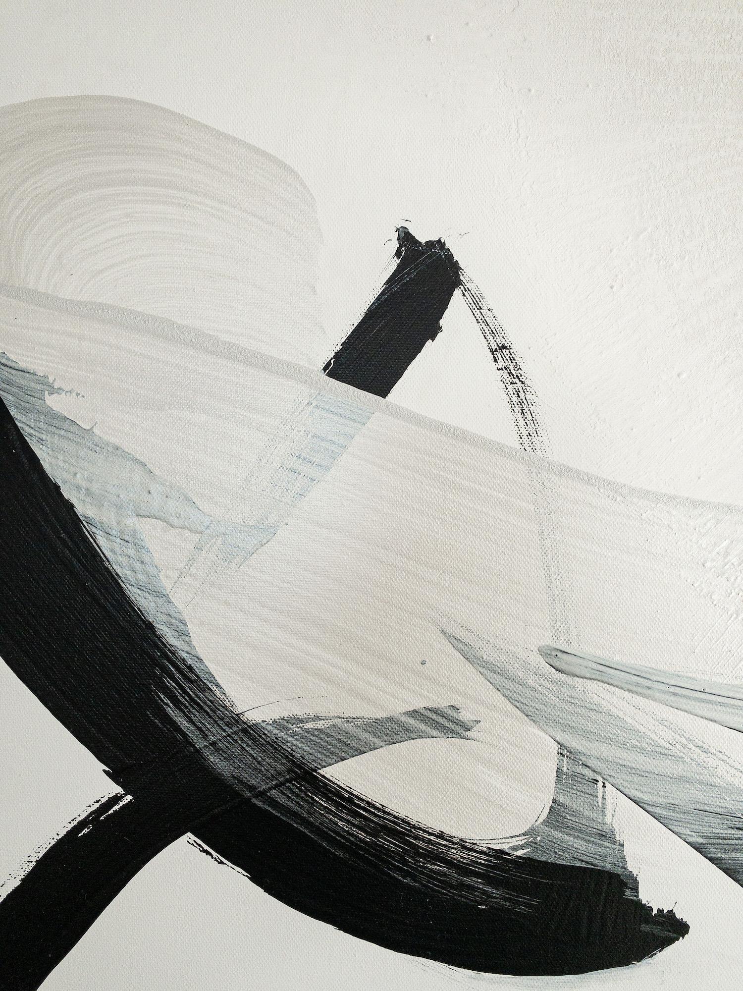 TN 653 von Hachiro Kanno – abstraktes Gemälde auf Kalligrafie, Schwarz-Weiß im Angebot 5
