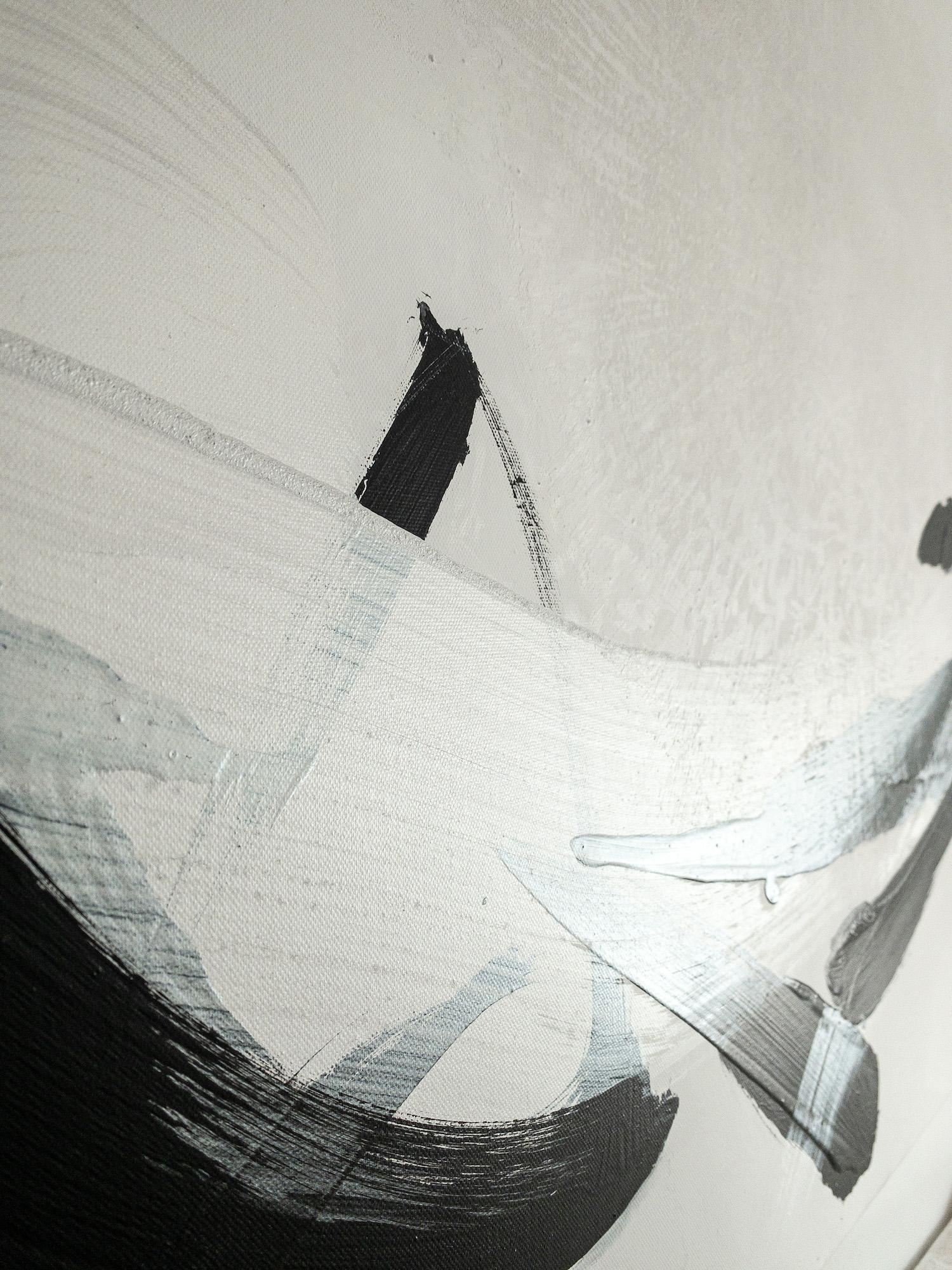 TN 653 von Hachiro Kanno – abstraktes Gemälde auf Kalligrafie, Schwarz-Weiß im Angebot 6