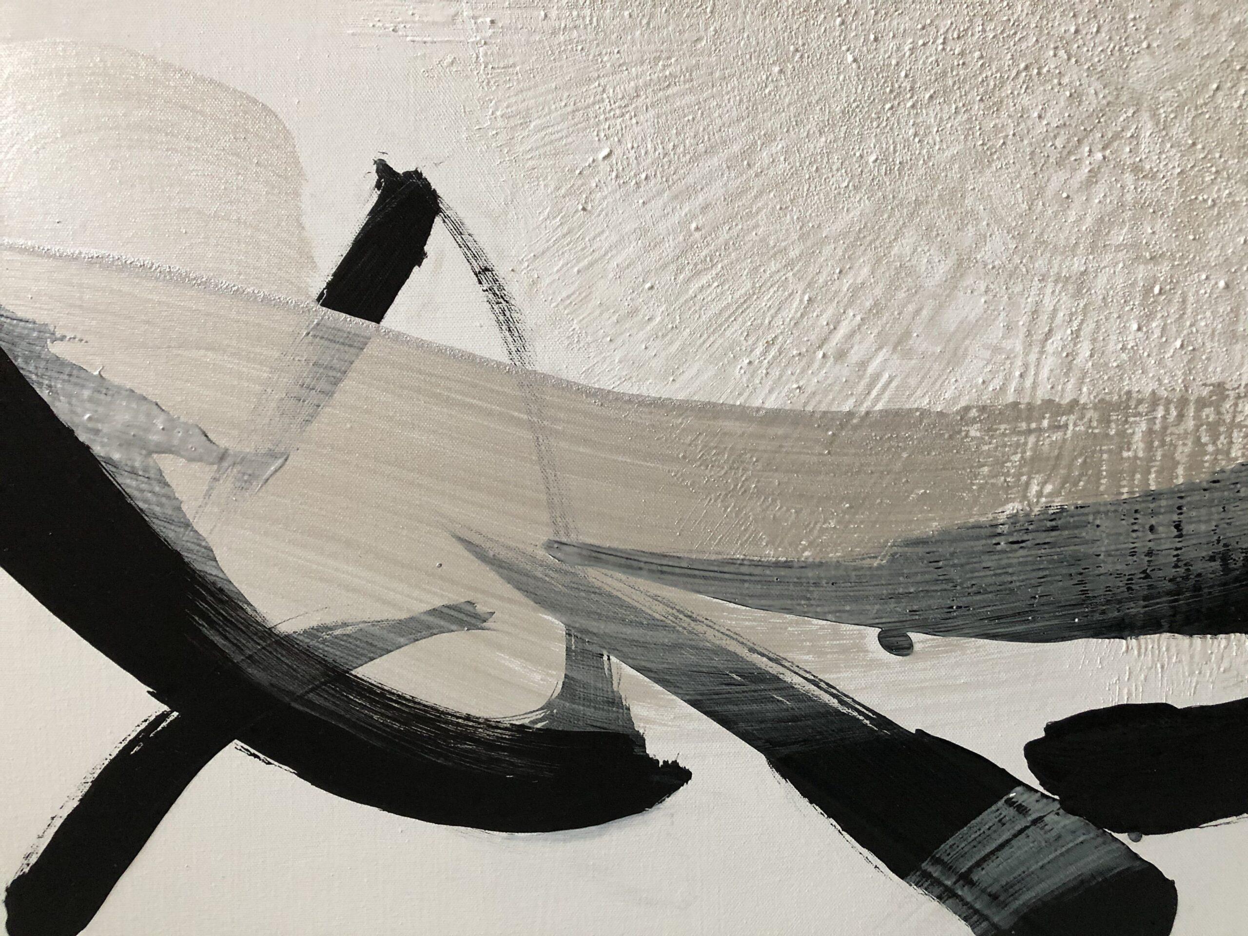 TN 653 von Hachiro Kanno – abstraktes Gemälde auf Kalligrafie, Schwarz-Weiß im Angebot 7